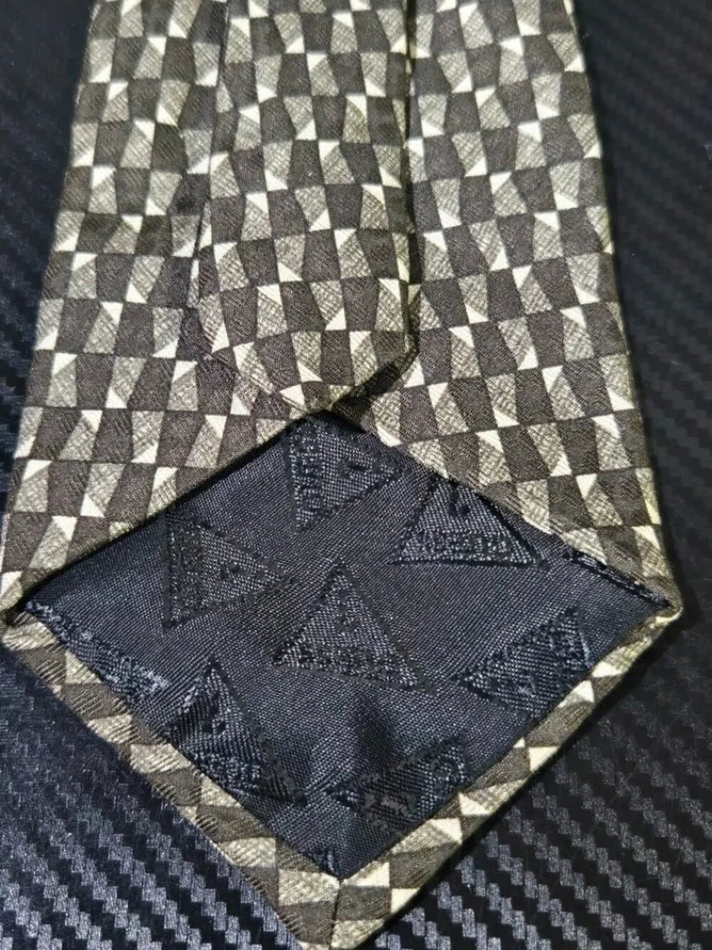 Guess Black Geometric Patterned Silk Tie Made in USA